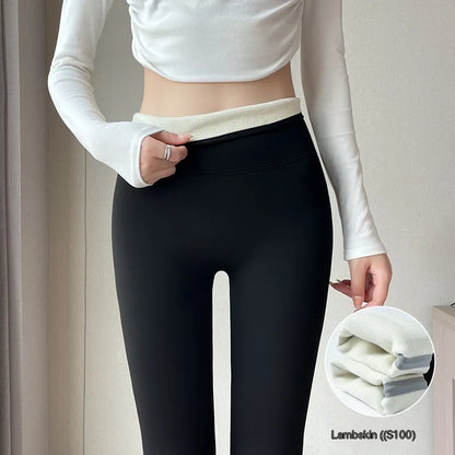 Leggings de Cintura Alta, Forradas a Fleece e Espessas para Levantamento de Quadril para Mulheres