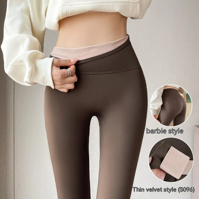 Leggings de Cintura Alta, Forradas a Fleece e Espessas para Levantamento de Quadril para Mulheres