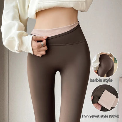 Leggings de Cintura Alta, Forradas a Fleece e Espessas para Levantamento de Quadril para Mulheres