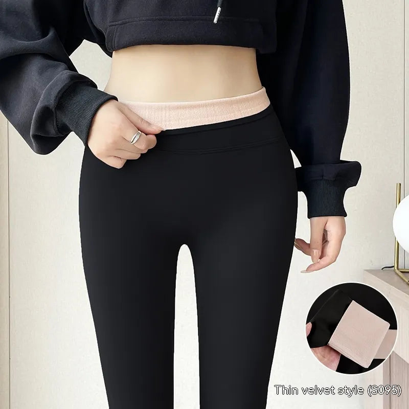 Leggings de Cintura Alta, Forradas a Fleece e Espessas para Levantamento de Quadril para Mulheres