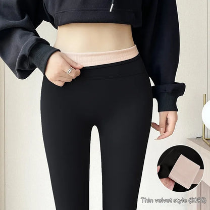 Leggings de Cintura Alta, Forradas a Fleece e Espessas para Levantamento de Quadril para Mulheres
