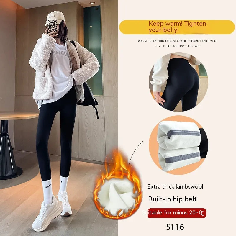 Leggings de Cintura Alta, Forradas a Fleece e Espessas para Levantamento de Quadril para Mulheres