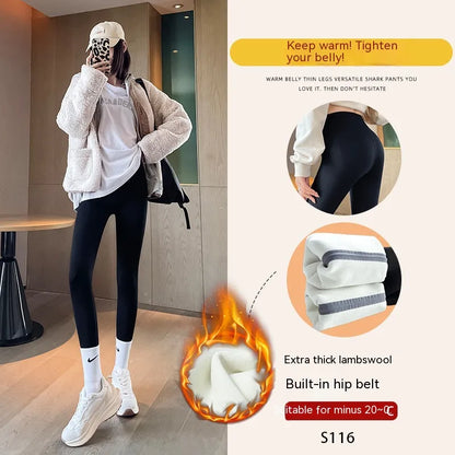 Leggings de Cintura Alta, Forradas a Fleece e Espessas para Levantamento de Quadril para Mulheres