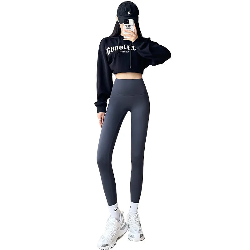 Leggings de Cintura Alta, Forradas a Fleece e Espessas para Levantamento de Quadril para Mulheres
