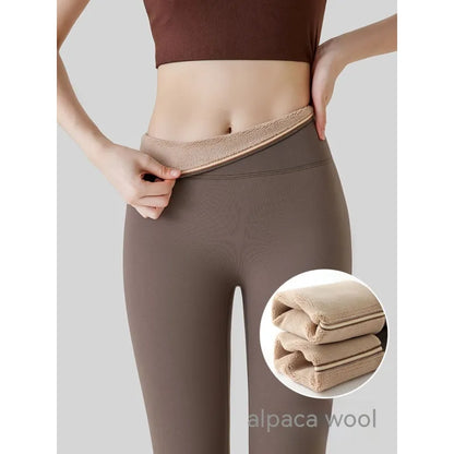 Leggings de Cintura Alta, Forradas a Fleece e Espessas para Levantamento de Quadril para Mulheres