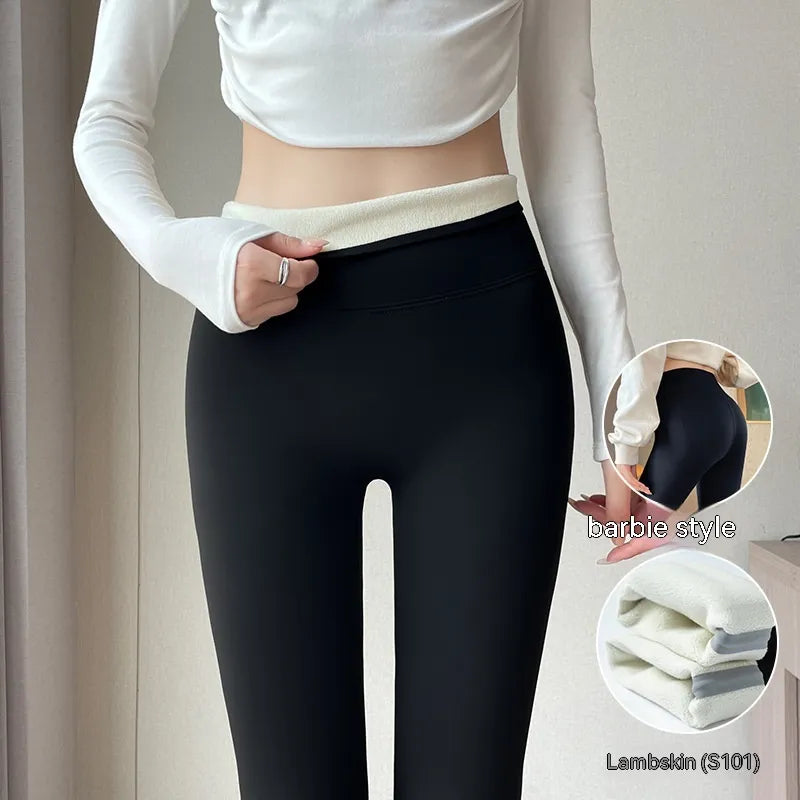 Leggings de Cintura Alta, Forradas a Fleece e Espessas para Levantamento de Quadril para Mulheres