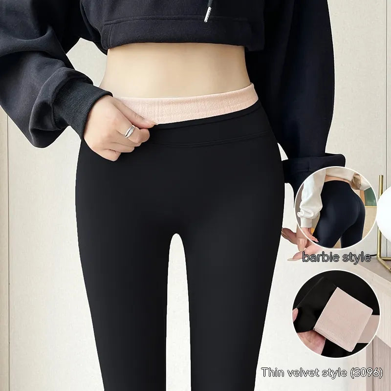 Leggings de Cintura Alta, Forradas a Fleece e Espessas para Levantamento de Quadril para Mulheres