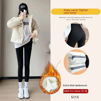 Leggings de Cintura Alta, Forradas a Fleece e Espessas para Levantamento de Quadril para Mulheres