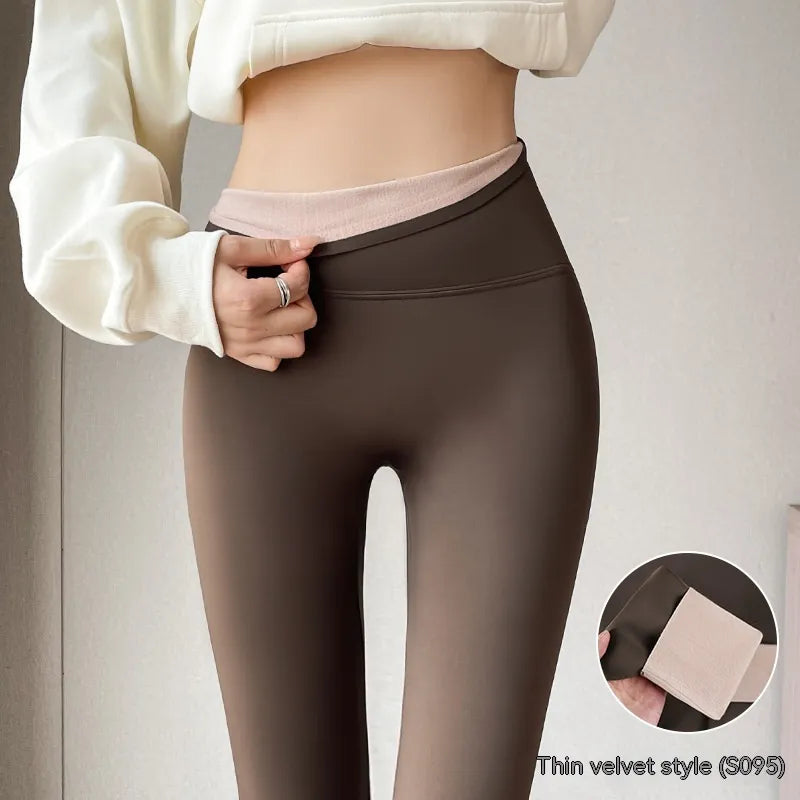 Leggings de Cintura Alta, Forradas a Fleece e Espessas para Levantamento de Quadril para Mulheres