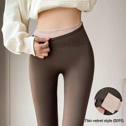 Leggings de Cintura Alta, Forradas a Fleece e Espessas para Levantamento de Quadril para Mulheres