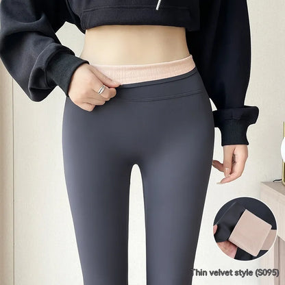 Leggings de Cintura Alta, Forradas a Fleece e Espessas para Levantamento de Quadril para Mulheres